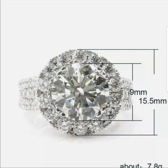 NEW 18K WHITE GOLD ROUND DIAMOND HALO RING💍 - Picture 2 of 4